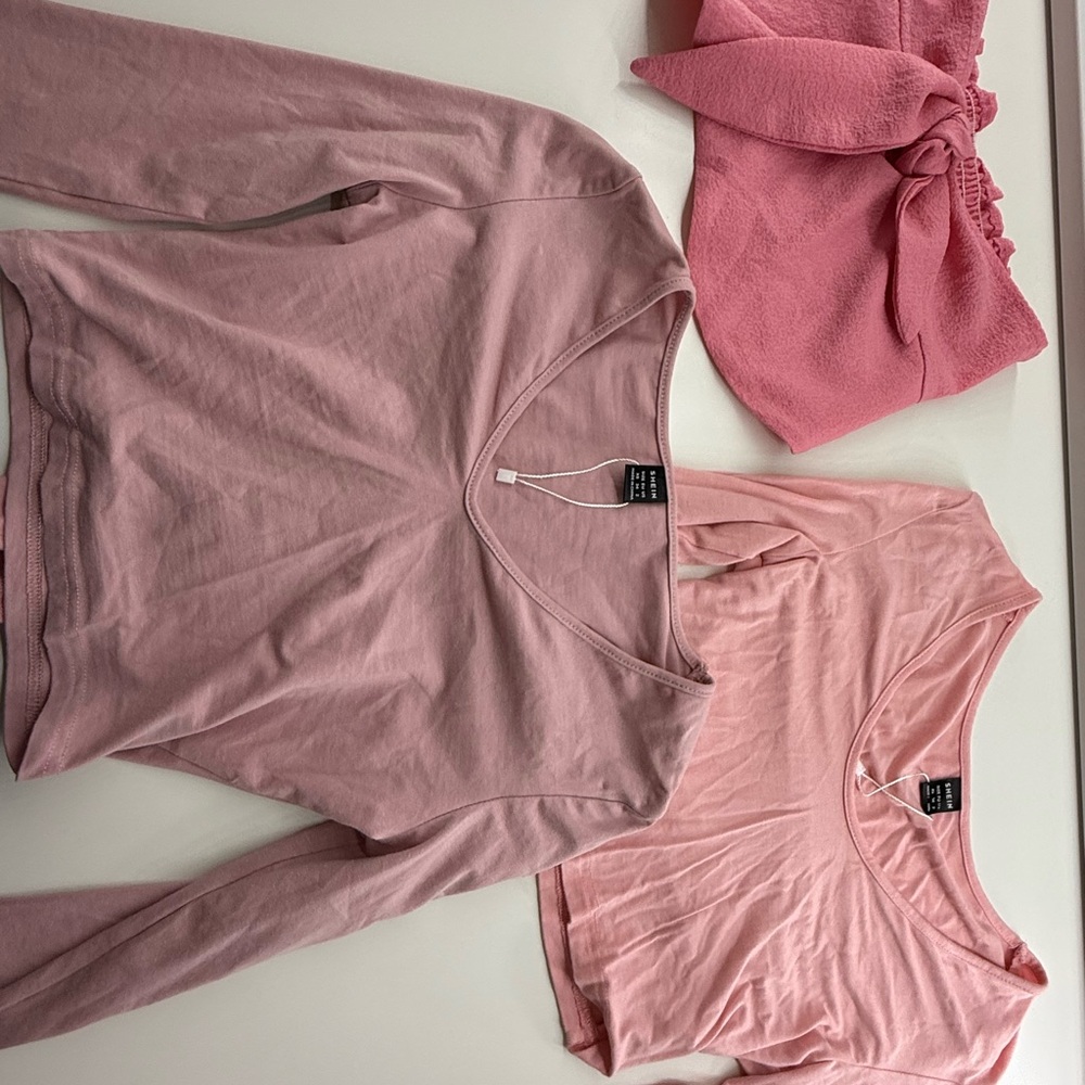 Pink Long Sleeve and Crop Top Set